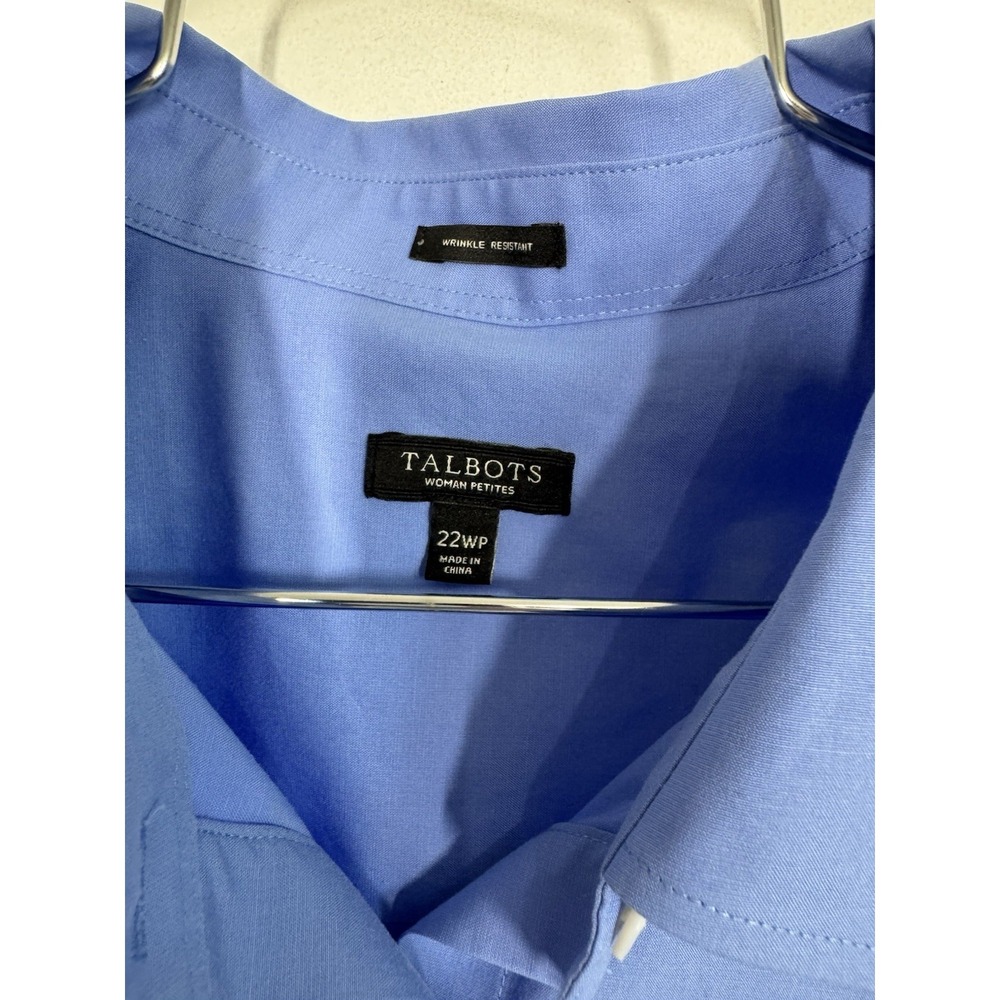 Talbots Wrinkle Resistant Blue 3/4 Sleeve Button Up Shirt Size 22WP Career Work - Picture 6 of 10